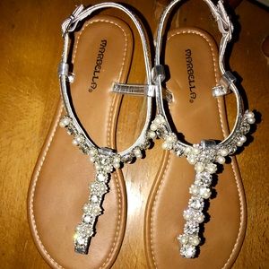 Marbella Silver & Pearl sandals